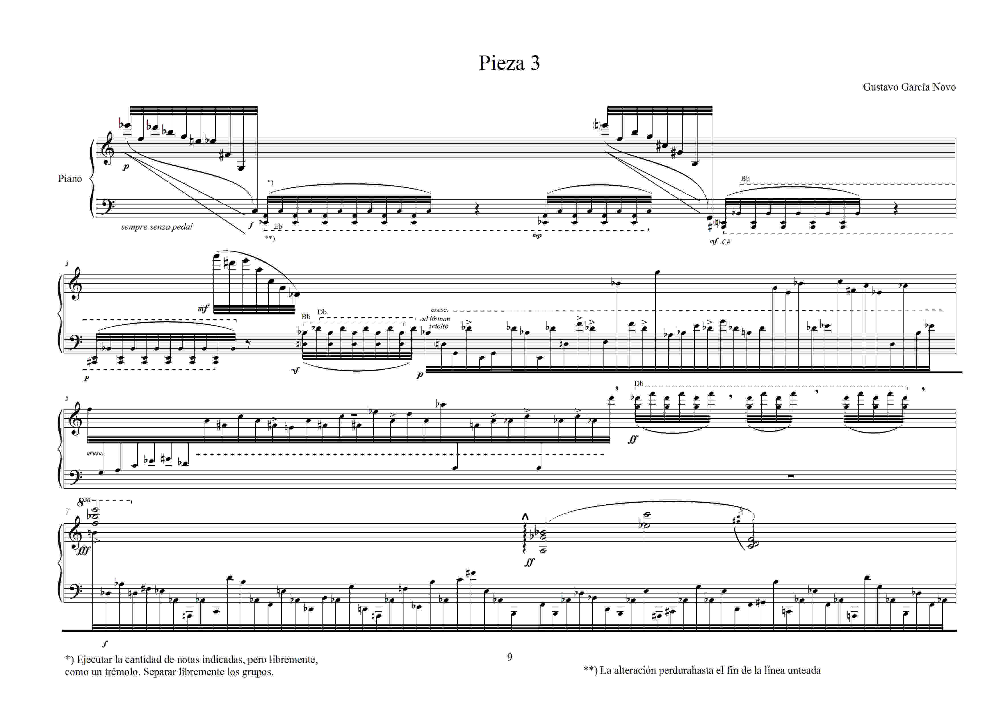 [Partitura 'Solo Piano' pieza 3.]
