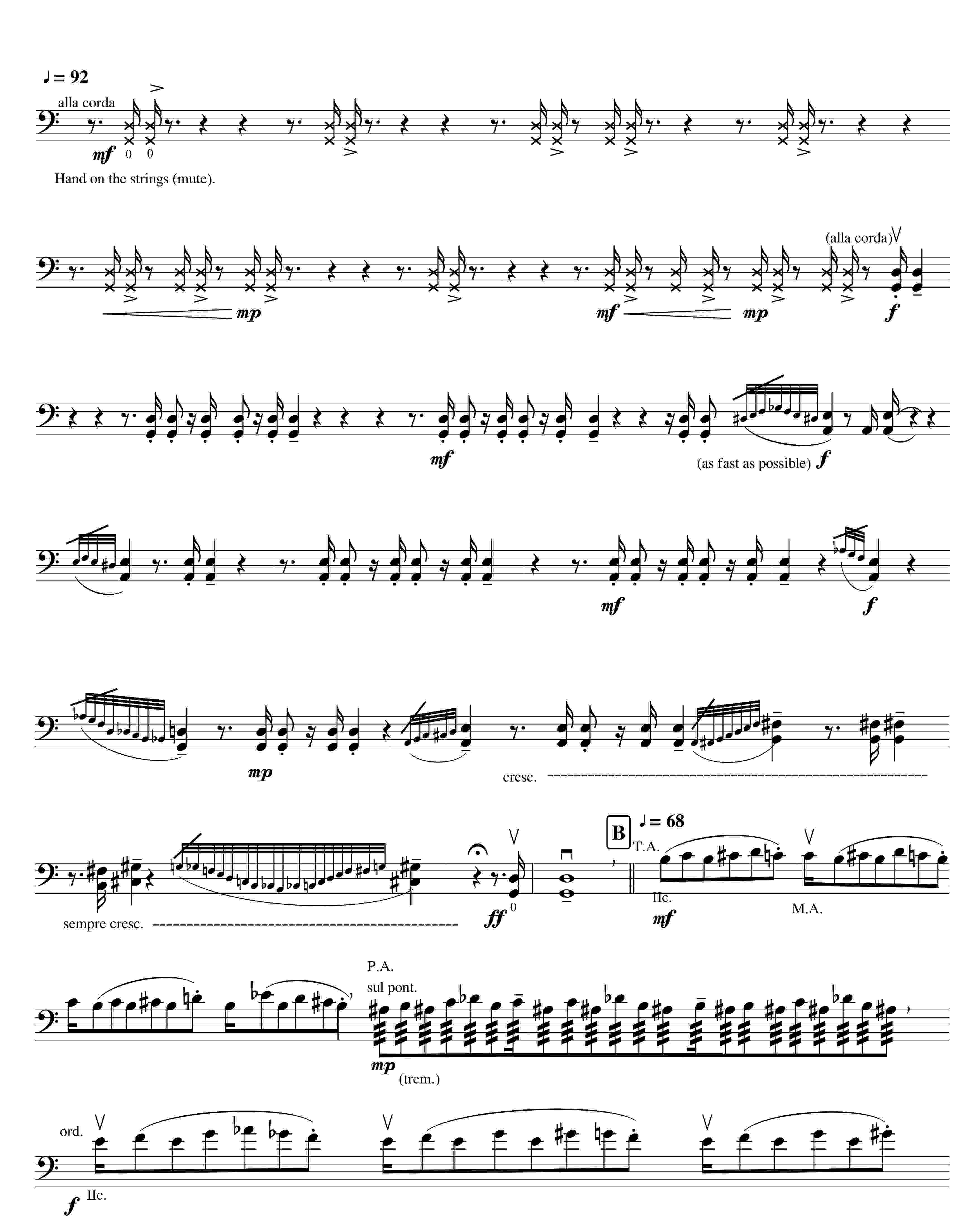 [Partitura 'Solo Violoncello' hoja 1 y 2.]
